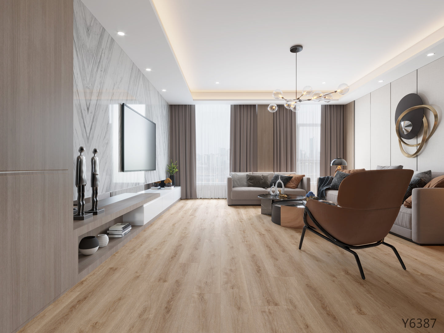 Natural oak vinyl plank flooring in Orlando by JVB Decor – waterproof and wood-look design.