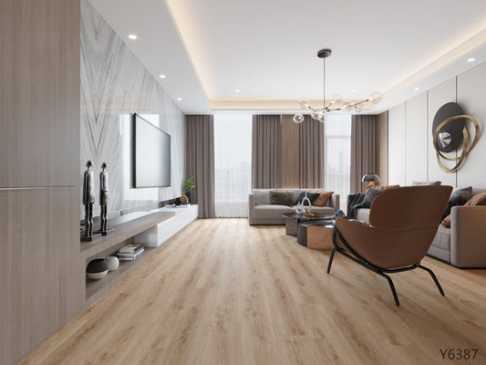 Natural oak vinyl plank flooring in Orlando by JVB Decor – waterproof and wood-look design.