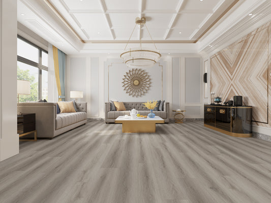 Urban gray vinyl plank flooring in Orlando by JVB Decor – waterproof and modern design.